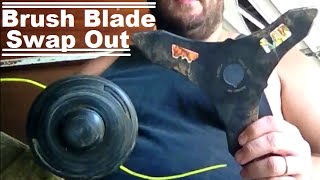 DIY How To Turn Your Weed Trimmer Head Into A Brush Cutter Blade To Clear Land And Property [upl. by Martinson]