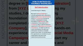 How to introduce Yourself in an Interview in English  Self Introduction in English [upl. by Scevor675]