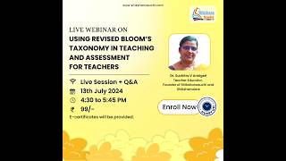 Webinar on Using Revised Bloom’s Taxonomy in Teaching and Assessment teacher teachertraining [upl. by Isman225]