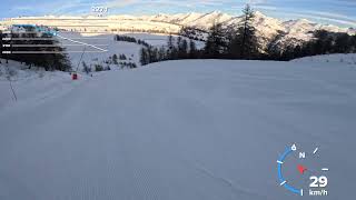 Ski resort Serre Chevalier Vallée Briançon blue ski run Myrtilles 19 km [upl. by Durrej]