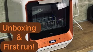 Midea Mini dishwasher Unboxing amp first run [upl. by Bolan]