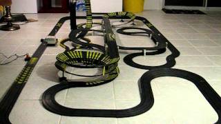 HUGE Slot Car Racing Set with Tyco 440X2 Indy Car 5 [upl. by Ahsetal]