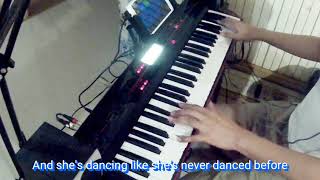 Michael Sembello  Flashdance  Shes A Maniac keyboard coverlyrics on screen [upl. by Sert181]