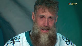 Joe Thornton amp Patrick Marleau share emotional moment at Sharks jersey retirement [upl. by Alakim]