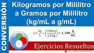 Kilogramos por mililitro a Gramos por mililitro kgmL a gmL [upl. by Zulch]