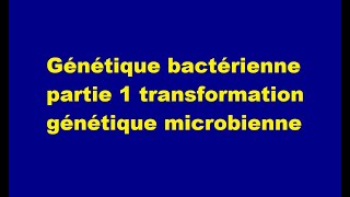 Génétique bactérienne partie 1 transformation génétique microbienne [upl. by Rfinnej349]