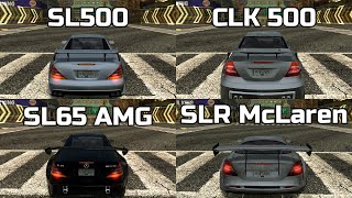 Mercedes Fight SL500 vs CLK 500 vs SL65 AMG vs SLR McLaren  NFS MW Redux V3  WHICH IS FASTEST [upl. by Billat]