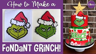 Fondant Grinch  2D Fondant Tutorial [upl. by Nnave814]