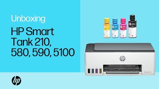 How to unbox amp set up  HP Smart Tank 210 580 590 5100 printers  HP Support [upl. by Aelahs]