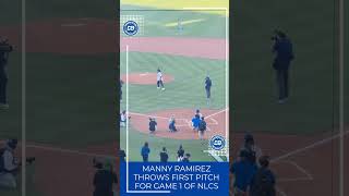 Dodgers NLCS Manny Ramirez first pitch at Dodger Stadium Shorts [upl. by Sharyl756]