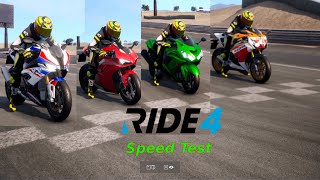 Superbikes Top Speed Test 1000cc  BMW  Ducati Honda  Kawasaki  Ride 4 [upl. by Eugenius534]