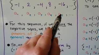 Algebra II 141b Finding General Terms of sequences nth terms [upl. by Notsirhc]