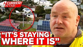 Neighbourhood dispute erupts over mans backyard wind turbine  A Current Affair [upl. by Tay249]