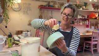 How to use underglaze  layering up underglaze onto fake black clay to achieve a depth of colour [upl. by Nimrahc]