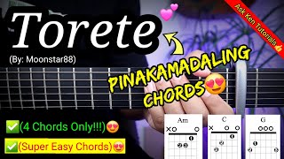 Torete  Moonstar88 EASY CHORDS😍  Guitar Tutorial  4 Chords Only [upl. by Jania455]