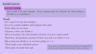 Abstract Algebra 1 Euclids Lemma [upl. by Lateh]