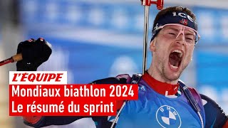 Mondiaux biathlon 2024  Incroyable quintuplé norvégien sur le sprint Laegreid champion du monde [upl. by Ahsinej]