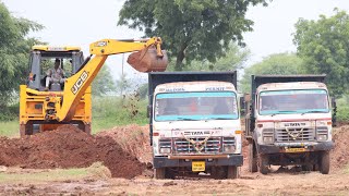 JCB 3dx Backhoe Fully Loading Mud in Tata 2518 Ex Truck and Tata Dump Truck [upl. by Merri23]