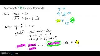 Using differentials to approximate a square root [upl. by Parish]