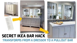 IKEA BILLY amp LOMMARP ✨ HIDDEN ✨Home PULLOUT Bar  Dresser  Transforms From A Dresser Pax DIY HACKs [upl. by Odinevneib741]