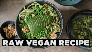 Vegan Raw Recipe  Courgette Pasta with Vegan Kale Pesto and Avocado [upl. by Myca]