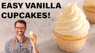 EASY Vanilla Cupcakes Recipe [upl. by Nere]