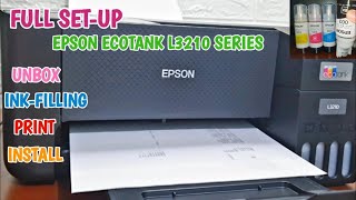 EPSON ECOTANK L3210 PRINTER  Full Setup Unbox InkFilling Print amp Installation Good for Business [upl. by Allac]