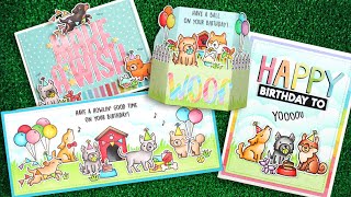 Intro to Yappy Birthday Yappy Birthday AddOn Slimline Grassy Stencil  4 cards [upl. by Oab]