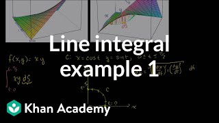 Line integral example 1  Line integrals and Greens theorem  Multivariable Calculus  Khan Academy [upl. by Acinimod266]