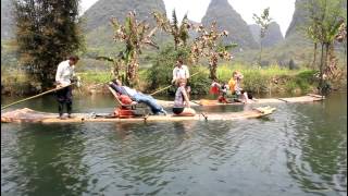 CHINA Yángshuò  Yùlóng River Rafting 桂林玉龙河竹排飘流 [upl. by Siriso]