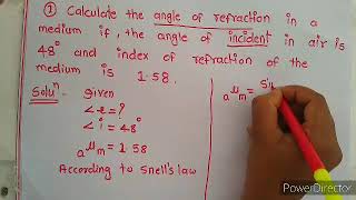 Topic  Numerical On Snells Law [upl. by Arsi]