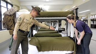 US Marine tries to teach reporter how to make a militarystyle bed [upl. by Britte]