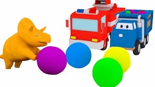 Mingii şi trambuline învaţă maşinuţele cu Dinozaurul Dino Desene animate educaţionale pentru copii [upl. by Ecinuahs]