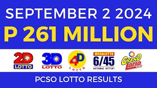 Lotto Result Today 9pm September 2 2024  PCSO Complete [upl. by Ariel]