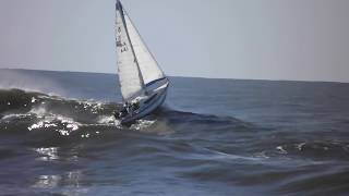 sail boat going out port macquarie bar [upl. by Rudyard]