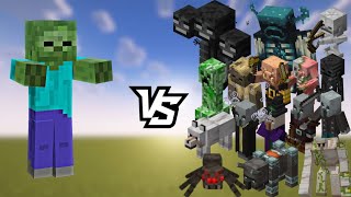 minecraft zombie vs all mob fightminecraft mob battle [upl. by Aneehsat21]