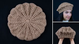 An easy crochet beret hat  a detailed tutorial [upl. by Camfort]