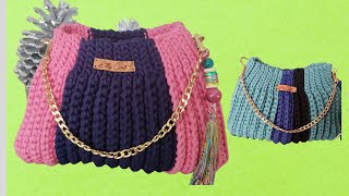 Cómo hacer Bolsos de Trapillo en Crochet Rápidamente y sin Complicaciones [upl. by Meta]