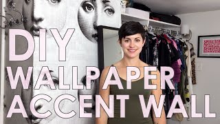 DIY Wallpaper Accent Wall in my Closet [upl. by Afirahs]