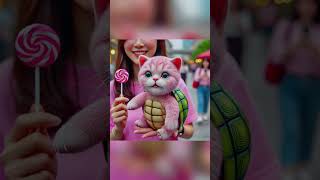 Cute turtle cat was greedy for lollipops and was caught by the bad guy 🙀 cat cute funny [upl. by Zosi]