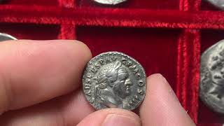 Ancient Roman silver denarius coin of emperor Vespasian [upl. by Deborath537]