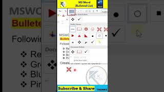 Bullet List in MS Word shorts msword list [upl. by Kalle]