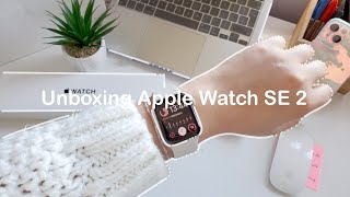 Starlight Apple Watch SE 2 unboxing 2nd Gen  set up [upl. by Asiral]