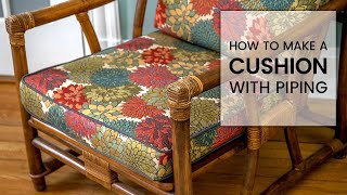 How to Make a Cushion with Piping  Box Cushion Tutorial  THRIFT FLIP Makeover [upl. by Darlene321]