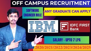 IBM Recruitment 2024 for Freshers  IDFC Recruitment 2024  Software Engineer amp Analyst Role  Jobs [upl. by Biagi]