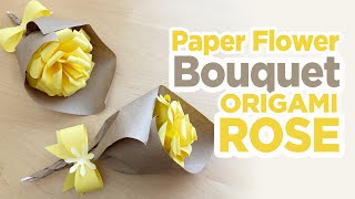 How to Make Paper Flower Bouquet  Origami Rose  Paper Rose Bouquet [upl. by Horvitz]