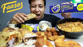 Faasos Mukbang  Butter Chicken Rice Bowl Chicken Cheese Melt Wrap MakhaniFalafel Wrap amp Egg Roll [upl. by Nylekoorb]