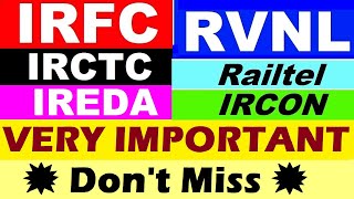 IRFC🔴 RVNL🔴 IRCTC🔴 RAILTEL🔴 IRCON 🔴 IREDA ⚫ Railway Stocks ⚫ PSU Stocks⚫ Government Stocks news SMKC [upl. by Kraul991]