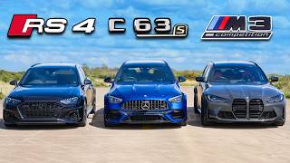 New AMG C63 vs BMW M3 vs Audi RS4 DRAG RACE [upl. by Havener]