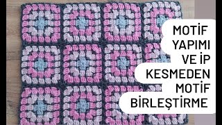 ÖRGÜ BATTANİYE MODELİ ZİNCİRLERLE MOTİF BİRLEŞTİRME Crochet Block Stitch Square Bebek Battaniyesi [upl. by Asilram464]